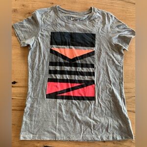 Nike Slim Fit Logo Short Sleeve Tee Gray Orange Women’s Large Preloved